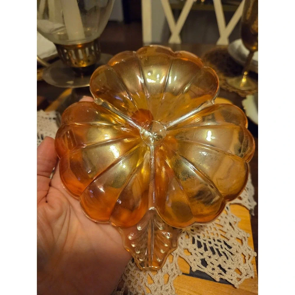Vintage jeanette carnival glass relish tray, Serving Platter, 70's Vibe, Cottage